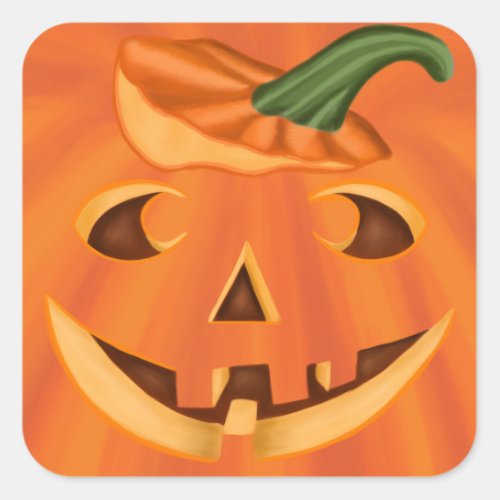 Halloween Jack_O_Lantern Pumpkin Carving Face Square Sticker