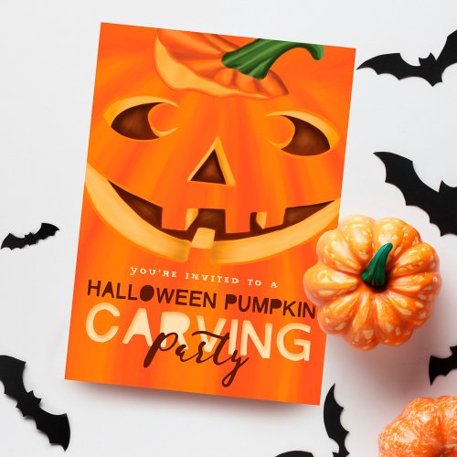 Halloween Jack_O_Lantern Pumpkin Carving Party Invitation