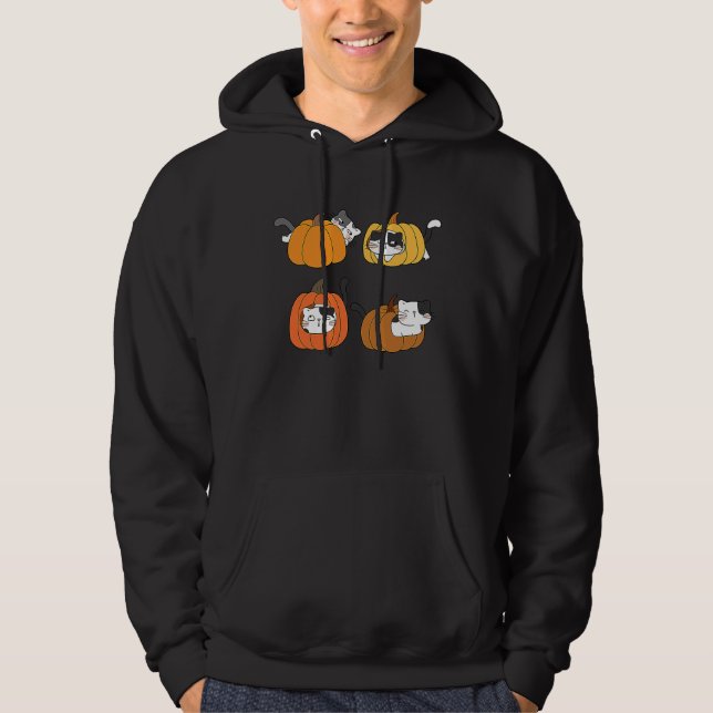 Halloween Jack O Lantern Pumpkin Cat Full Moon Hoodie (Front)