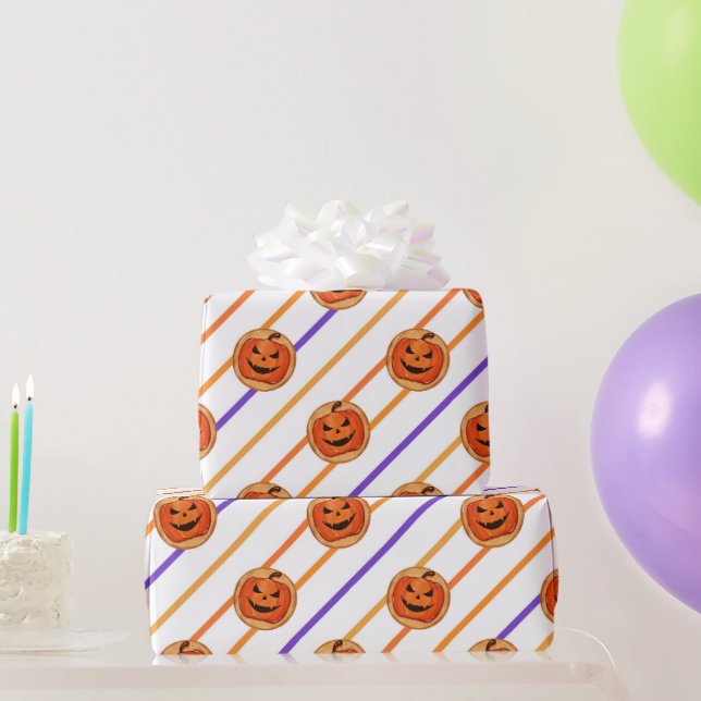 Halloween Jack-O-Lantern Pumpkin Cookie Wrapping Paper (Party Gifts)