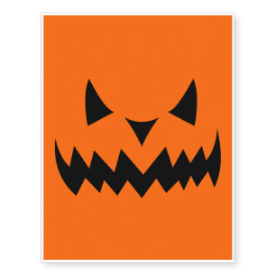 Halloween Jack-O-Lantern Pumpkin Evil Face Sihouet Temporary Tattoos