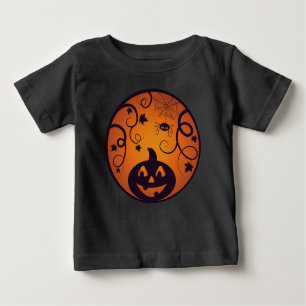 Halloween Jack o lantern pumpkin face and spider Baby T-Shirt