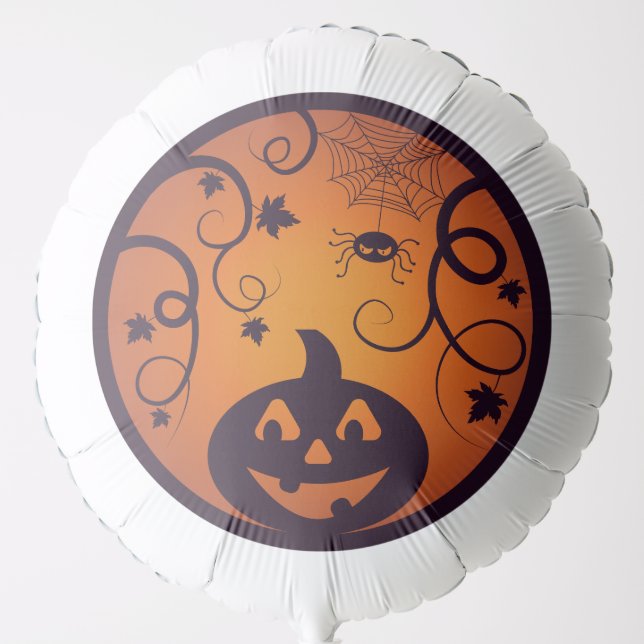 Halloween Jack o lantern pumpkin face and spider Balloon (Front)