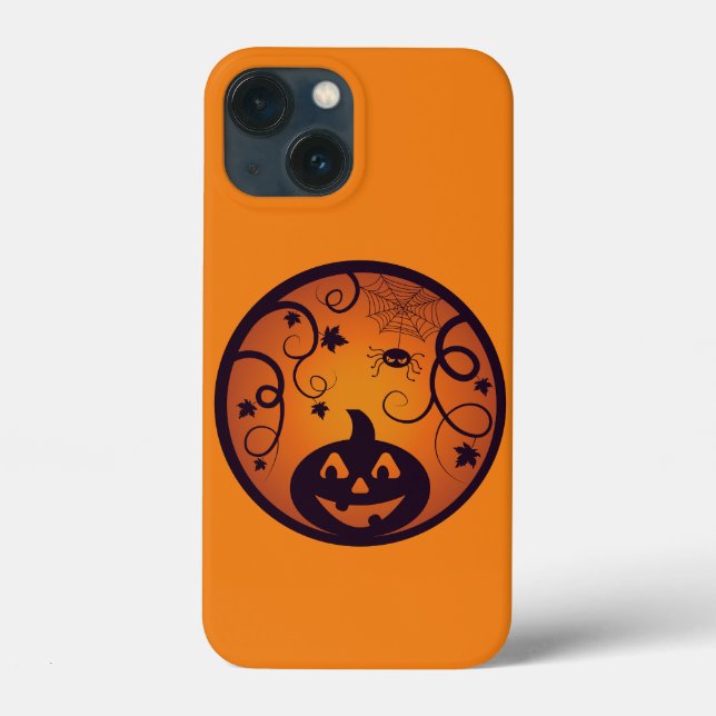 Halloween Jack o lantern pumpkin face and spider Case-Mate iPhone Case (Back)