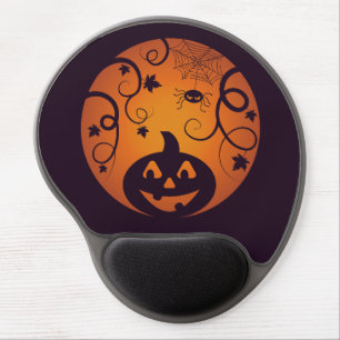 Halloween Jack o lantern pumpkin face and spider Gel Mouse Pad