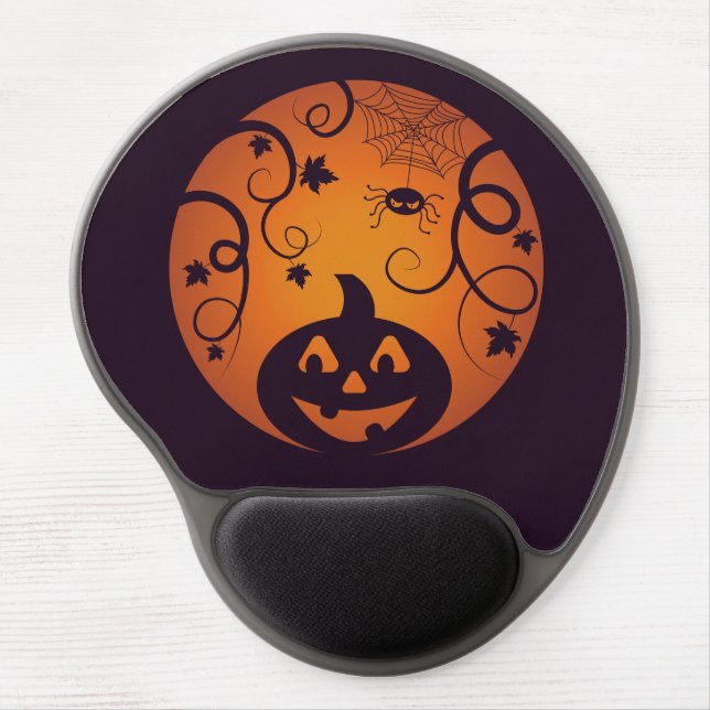 Halloween Jack o lantern pumpkin face and spider Gel Mouse Pad (Front)