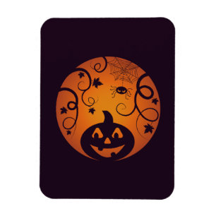 Halloween Jack o lantern pumpkin face and spider Magnet