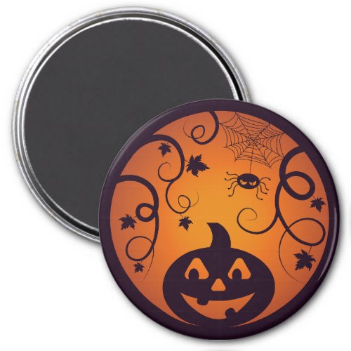 Halloween Jack o lantern pumpkin face and spider Magnet