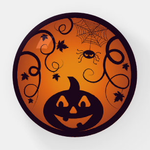 Halloween Jack o lantern pumpkin face and spider Paperweight