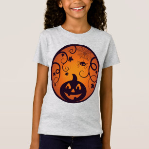 Halloween Jack o lantern pumpkin face and spider T-Shirt
