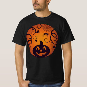 Halloween Jack o lantern pumpkin face and spider T-Shirt
