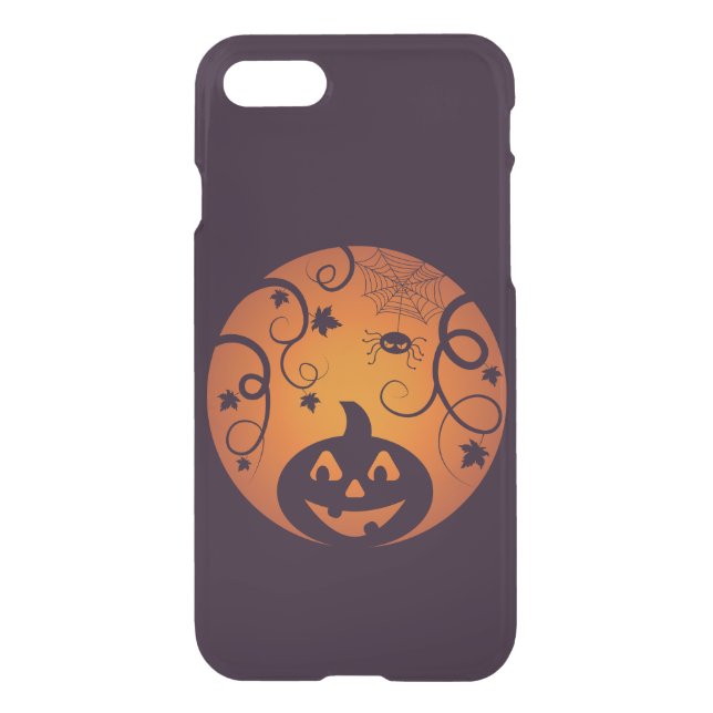 Halloween Jack o lantern pumpkin face and spider Uncommon iPhone Case (Back)