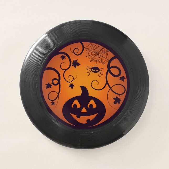 Halloween Jack o lantern pumpkin face and spider Wham-O Frisbee (Front)