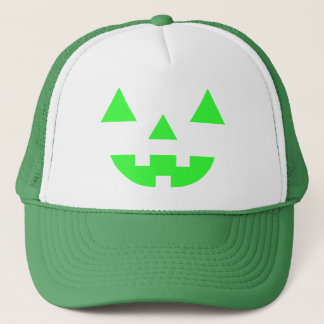 Halloween Jack O Lantern Pumpkin Face Green Trucker Hat