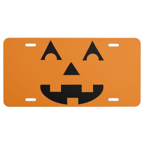Halloween Jack O Lantern Pumpkin Face License Plate
