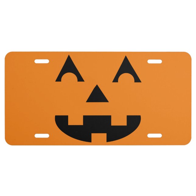 Halloween Jack O Lantern Pumpkin Face License Plate (Front)
