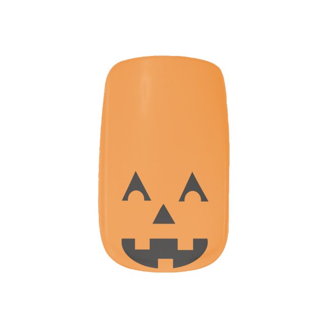Halloween Jack O Lantern Pumpkin Face Minx Nail Wraps (Left Thumb)