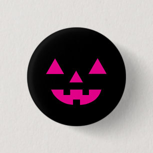 Halloween Jack O Lantern Pumpkin Face Pink Button