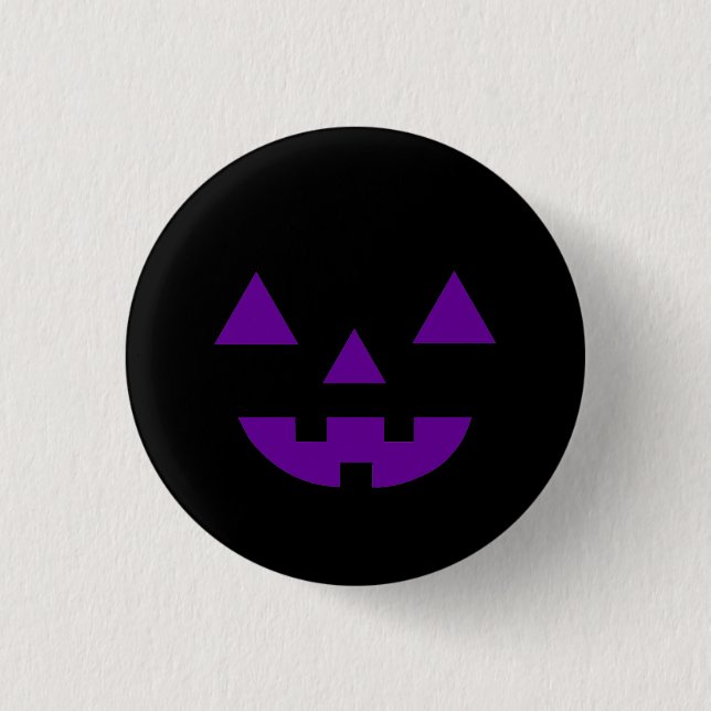 Halloween Jack O Lantern Pumpkin Face Purple Button (Front)