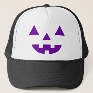 Halloween Jack O Lantern Pumpkin Face Purple Trucker Hat