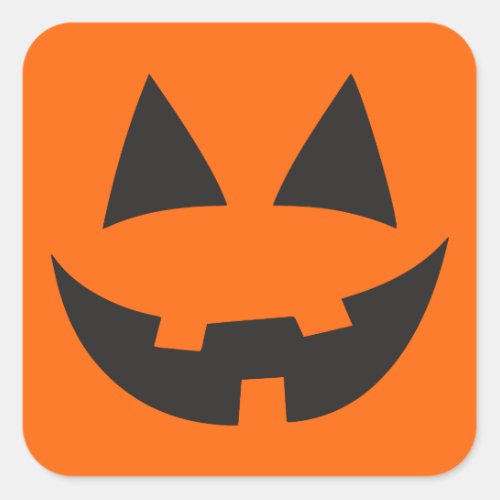 Halloween Jack_O_Lantern Pumpkin Face Sihouette2 Square Sticker