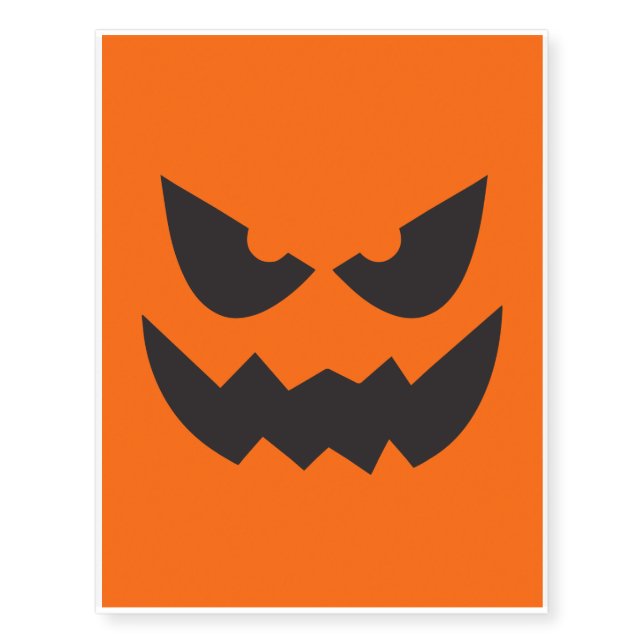 Halloween Jack-O-Lantern Pumpkin Face Sihouette3 Temporary Tattoos (Front)