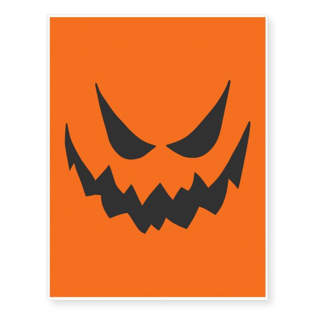 Halloween Jack-O-Lantern Pumpkin Face Sihouette Temporary Tattoos (Front)