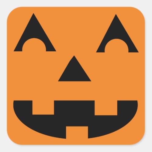 Halloween Jack O Lantern Pumpkin Face Square Sticker