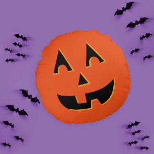 Halloween Jack O Lantern Pumpkin Round Pillow