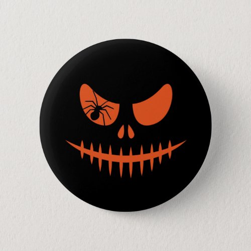 Halloween Jack O Lantern Pumpkin Stitched Mouth Button