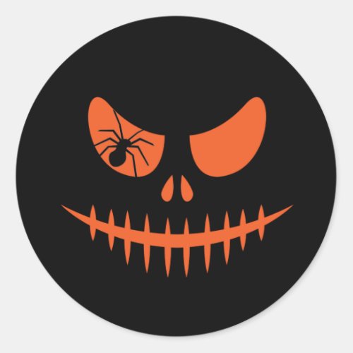 Halloween Jack O Lantern Pumpkin Stitched Mouth Classic Round Sticker