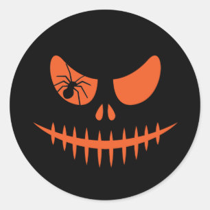 Halloween Jack O Lantern Pumpkin Stitched Mouth Classic Round Sticker