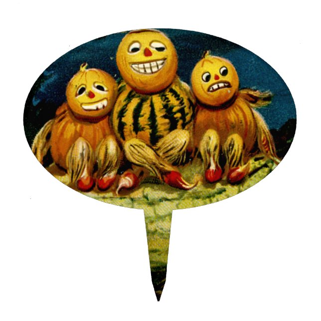 Halloween Jack-o-Lantern Pumpkin Trio Cake Topper (Front)