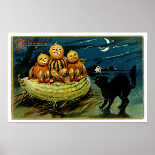 Halloween Jack-o-Lantern Pumpkin Trio Poster