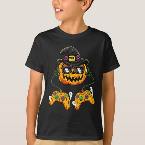 Halloween Jack O Lantern Pumpkin Video Gamer T_Shirt
