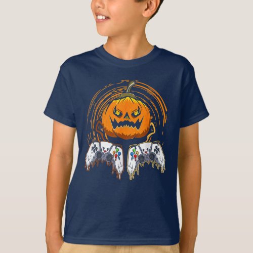 Halloween Jack O Lantern Pumpkin Video Gamer T_Shirt