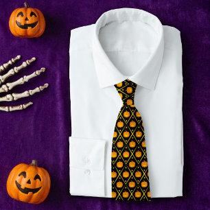 Halloween Jack o’ Lantern Pumpkins Black & Orange Neck Tie
