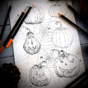 Halloween Jack-o’-lantern Pumpkins Coloring Page Poster