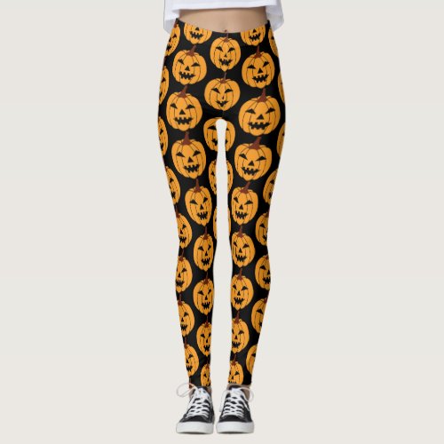 Halloween Jack o Lantern Pumpkins Pattern Leggings