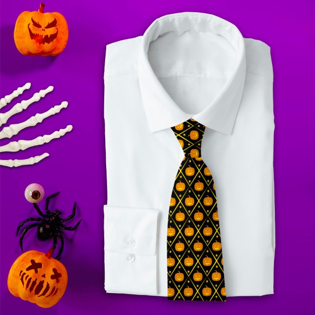 Halloween Jack o’ Lantern Pumpkins with Stars Neck Tie (Creator Uploaded)