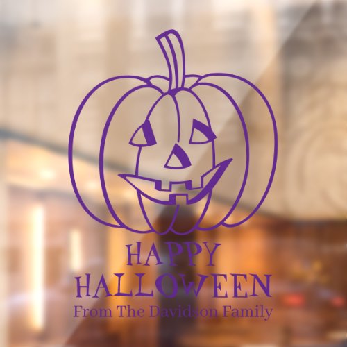 Halloween jack o lantern purple custom decor  window cling