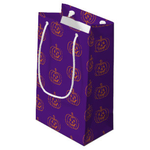 Halloween jack o lantern purple orange pattern small gift bag