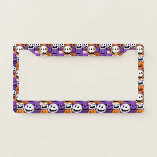 Halloween Jack-O’-Lantern - Purple, Orange, White License Plate Frame