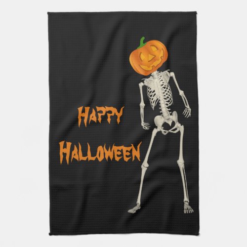 Halloween Jack O Lantern Skeleton Decorative Kitchen Towel
