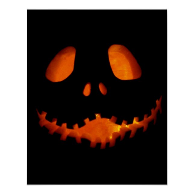 Halloween Jack-o-Lantern Skeleton Grin Poster (Front)