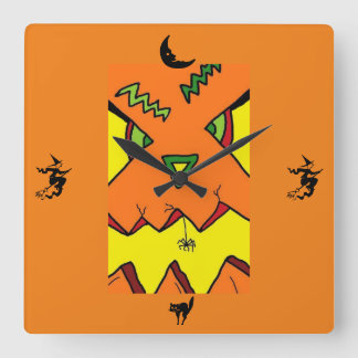 Halloween Jack-O-Lantern & Spider Clock