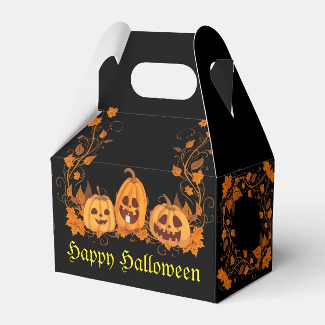 Halloween Jack-O-Lantern Trio Favor Box (Front Side)