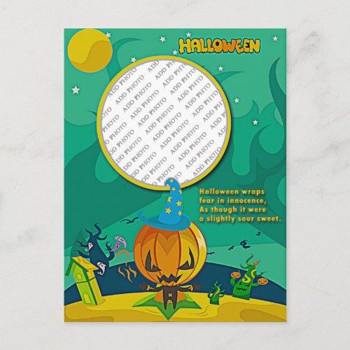 Halloween Jack o Lantern Wizard Add Photo Frame Postcard