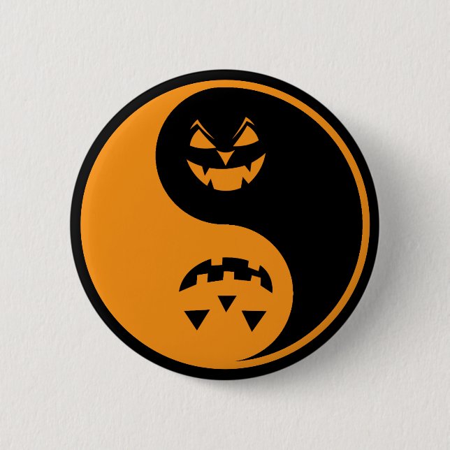 Halloween Jack o-lantern Yin Yang Button (Front)
