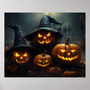 Halloween Jack O’Lanterns Haunted Graveyard Poster